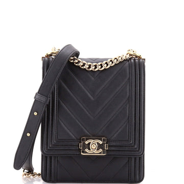 North South Boy Flap Bag Chevron Lambskin Small