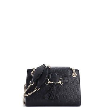 Emily Chain Flap Shoulder Bag Guccissima Leather Small