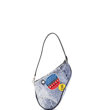 Vintage Saddle Bag Printed Denim Mini