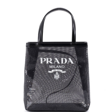 Logo Open Tote Sequined Mesh Small