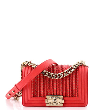 Boy Flap Bag Braided Woven Lambskin Small