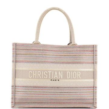 Book Tote Multicolor Stripes Embroidered Canvas Medium
