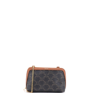 Zip Around Chain Clutch Triomphe Coated Canvas
