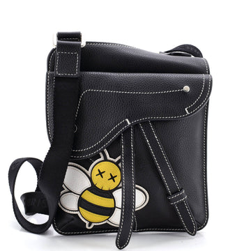 KAWS Saddle Flat Messenger Bag Leather with Applique