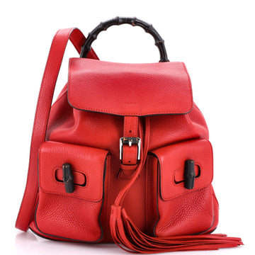 Bamboo Tassel Backpack Leather Medium