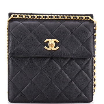 Top Chain CC Square Backpack Quilted Caviar