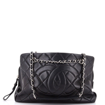 Timeless CC Shopping Tote Quilted Caviar Medium