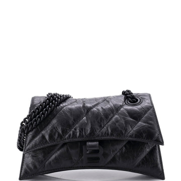 Crush Chain Flap Bag Quilted Crushed Calfskin Small