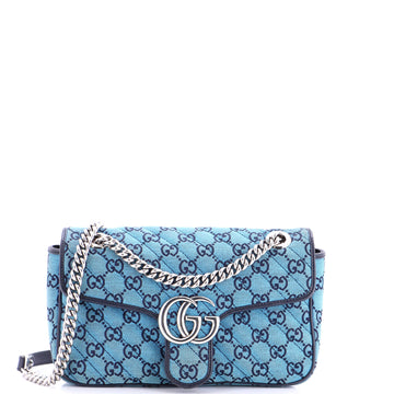 GG Marmont Flap Bag Diagonal Quilted GG Canvas with Leather Small