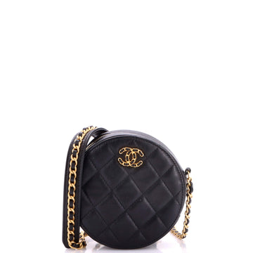 Chain Infinity Round Clutch with Chain Quilted Lambskin