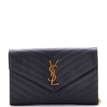 Classic Monogram Wallet on Chain Matelasse Chevron Leather Medium