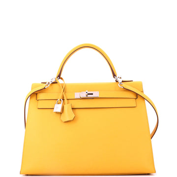 Kelly Handbag Soleil Epsom with Palladium Hardware 32