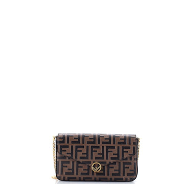 F is Fendi Envelope Clutch on Chain Zucca Embossed Leather