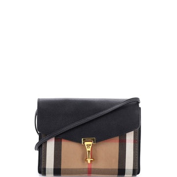 Macken Crossbody Bag Leather and House Check Canvas Small