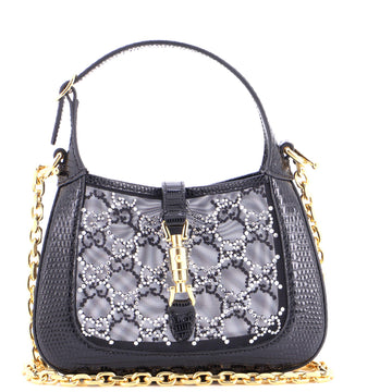 Jackie 1961 Chain Hobo Crystal GG Embellished Mesh with Lizard Mini