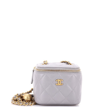 Pearl Crush Vanity Case with Chain Quilted Lambskin Mini