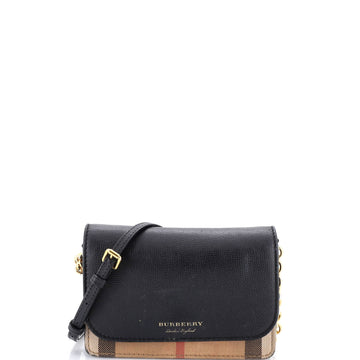 Hampshire Wallet on Chain Leather and House Check Canvas