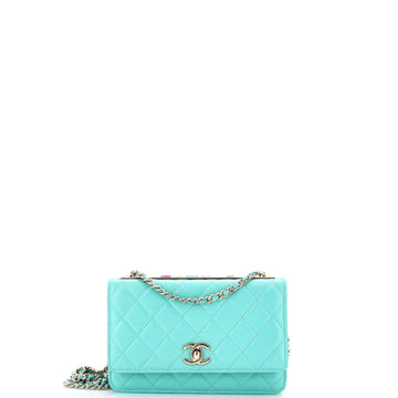 Trendy CC Wallet on Chain Quilted Lambskin and Lacquered Metal