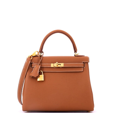 Kelly Handbag Gold Togo with Gold Hardware 25