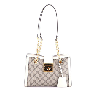 Padlock Chain Tote GG Coated Canvas with Leather Small