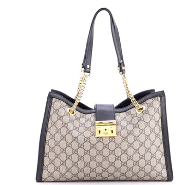 Padlock Chain Tote GG Coated Canvas with Leather Medium