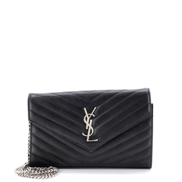 Classic Monogram Wallet on Chain Matelasse Chevron Leather Medium