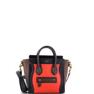 Tricolor Luggage Bag Leather Nano