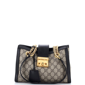 Padlock Chain Tote GG Coated Canvas with Leather Small