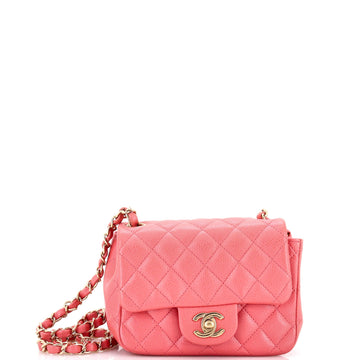 Square Classic Single Flap Bag Quilted Caviar Mini