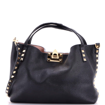 Rockstud Convertible Flip Lock Tote Leather Small