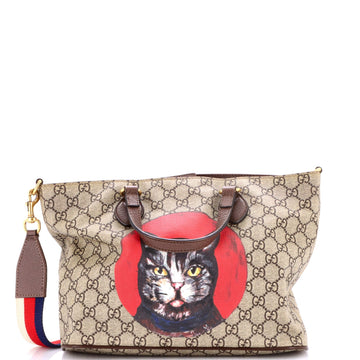 Convertible Soft Tote Mystic Cat Print GG Coated Canvas Small
