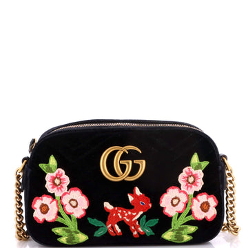 GG Marmont Camera Bag Embroidered Matelasse Velvet Small