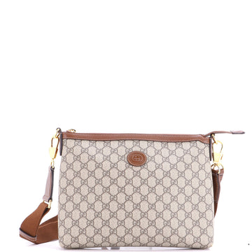 Interlocking G Patch Wristlet Messenger Bag GG Coated Canvas Medium