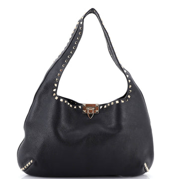 Rockstud Flip Lock Hobo Leather Large