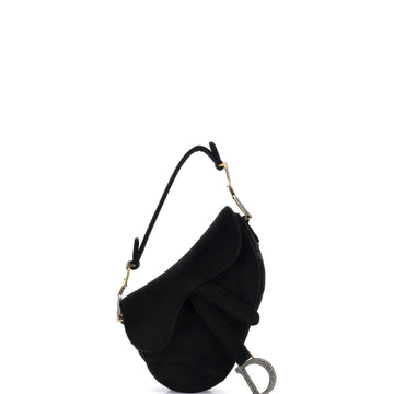 Saddle Handbag Velvet with Crystals Mini