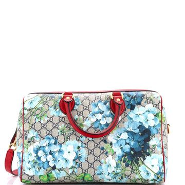 Convertible Boston Bag Blooms Print GG Coated Canvas Medium