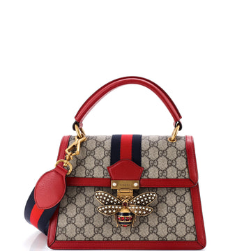 Queen Margaret Top Handle Bag GG Coated Canvas with Leather Small
