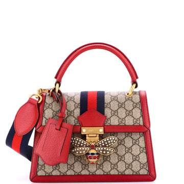 Queen Margaret Top Handle Bag GG Coated Canvas with Leather Small