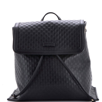 Drawstring Flap Backpack Microguccissima Leather Medium