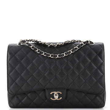 CHANEL Classic Double Flap Bag Quilted Caviar Maxi