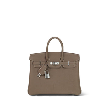 Birkin 25 Etoupe Veau Togo Palladium Plated K Stamp