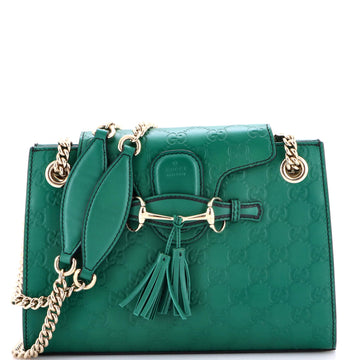 Emily Chain Flap Shoulder Bag Guccissima Leather Small