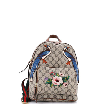 Zip Pocket Backpack Embroidered GG Coated Canvas Small