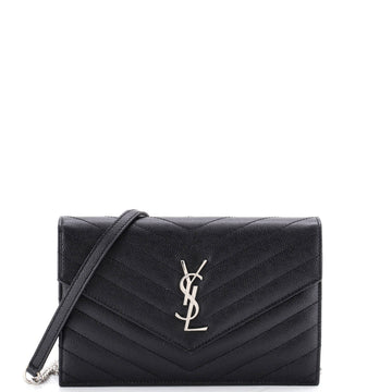Classic Monogram Wallet on Chain Matelasse Chevron Leather Small