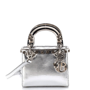 Lady Dior Bag Lizard with Metal Applique Mini