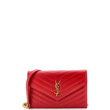 Classic Monogram Wallet on Chain Matelasse Chevron Leather Small
