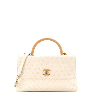 Coco Top Handle Bag Chevron Calfskin with Lizard Embossed Leather Medium