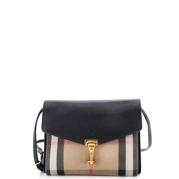 Macken Crossbody Bag Leather and House Check Canvas Small