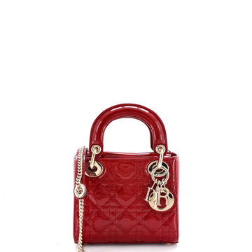 Lady Dior Chain Bag Cannage Quilt Patent Mini