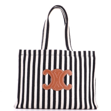 Cabas Thais Tote Triomphe Striped Canvas Large